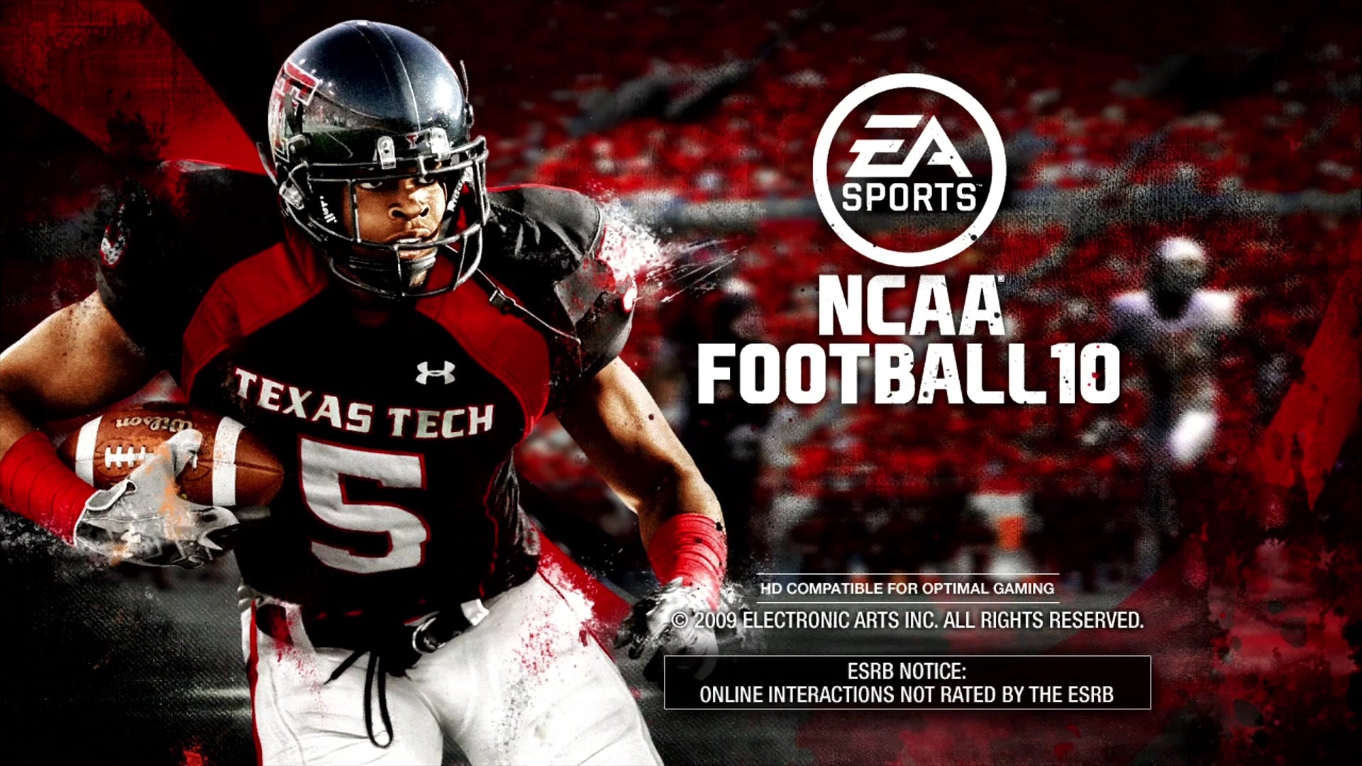 NCAA Football 10 title screen for Xbox 360